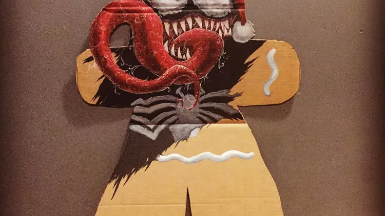 Venom Gingerbread Man Cardboard Painting